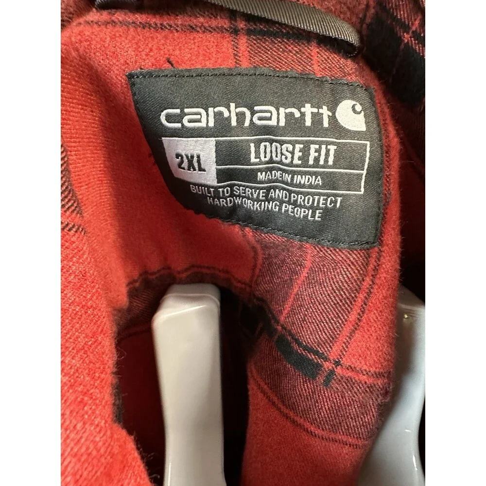Carhartt Loose Fit Heavyweight Flannel Shirt Chili Pepper Red Plaid Men's 2XL